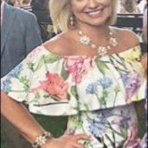 Floral Ruffle Bardot off the shoulder